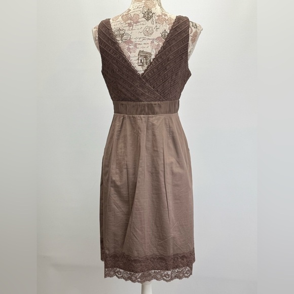 MOULINETTE SOUERS for ANTHROPOLOGIE Brown Pleated Sheath Midi Dress size 6 - Picture 5 of 15
